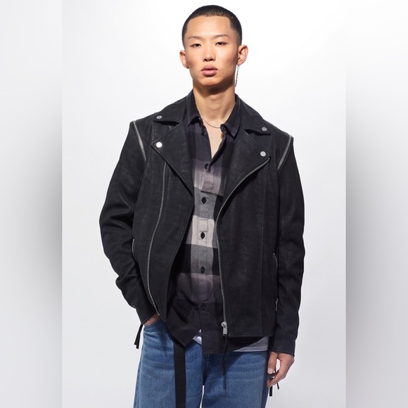 NEW Mens’ Classic Leather Biker Jacket Size S - Picture 15 of 16